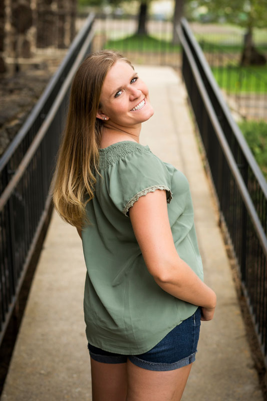 Woman smiling outside